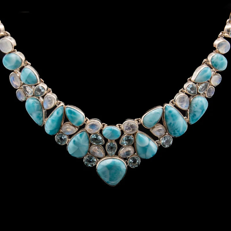 Lacrimal Necklace – Aquamarine, Moonstone, Larimar