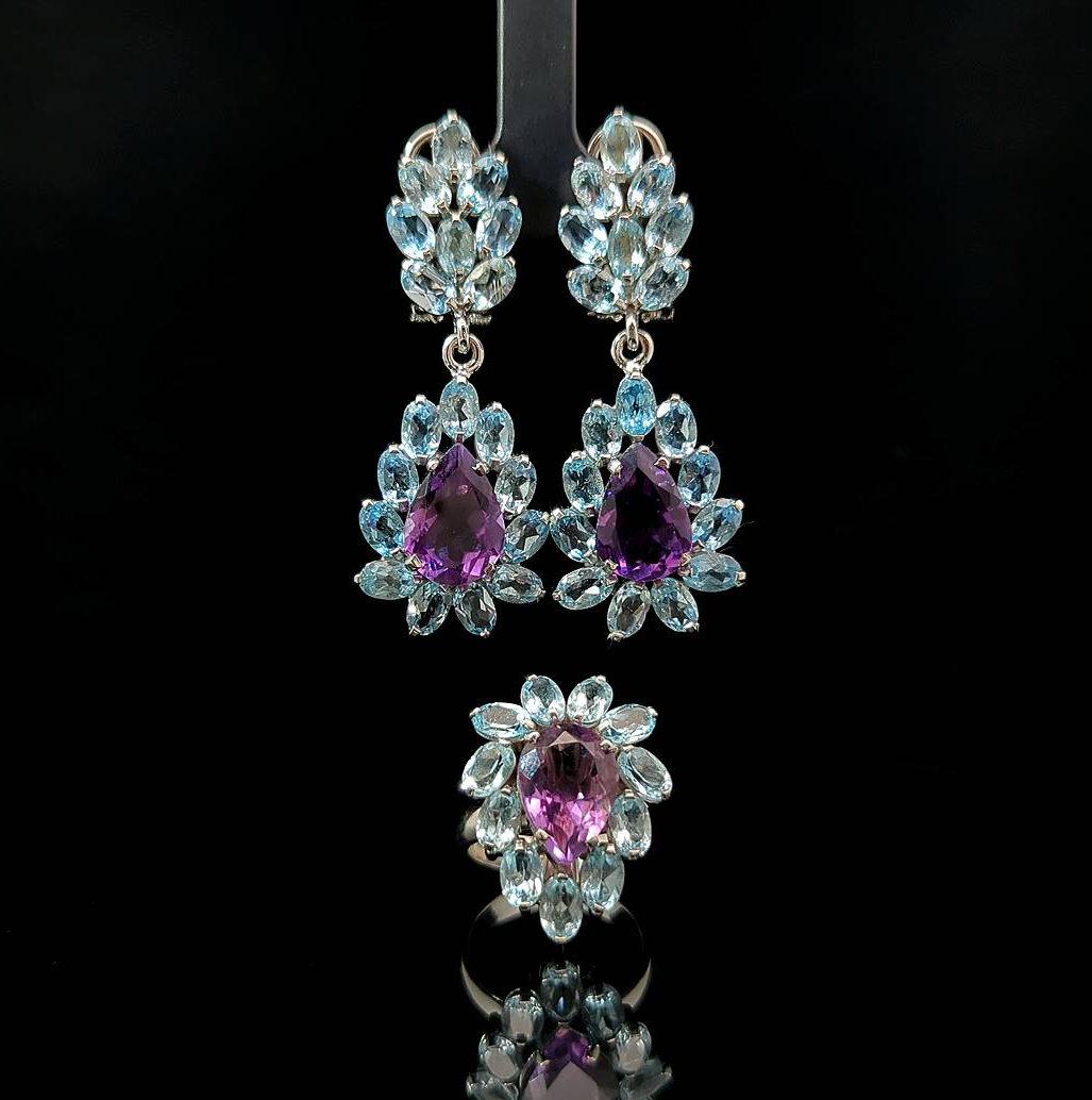 Tacita – Amethyst and Sky Blue Topaz