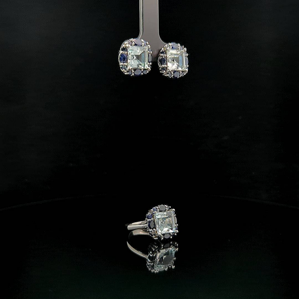 Ramona – White Topaz and Blue Sapphires