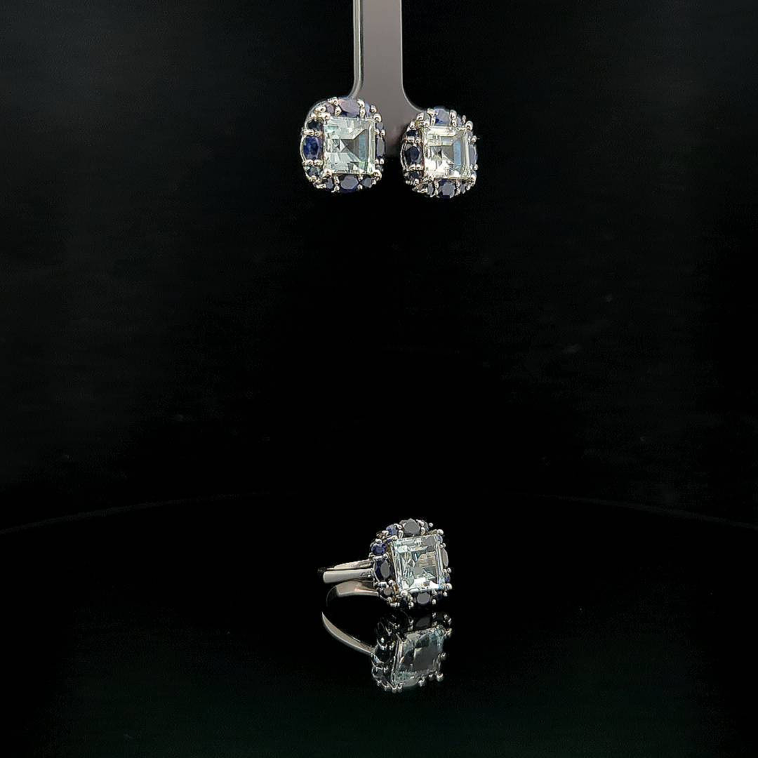 Ramona – White Topaz and Blue Sapphires