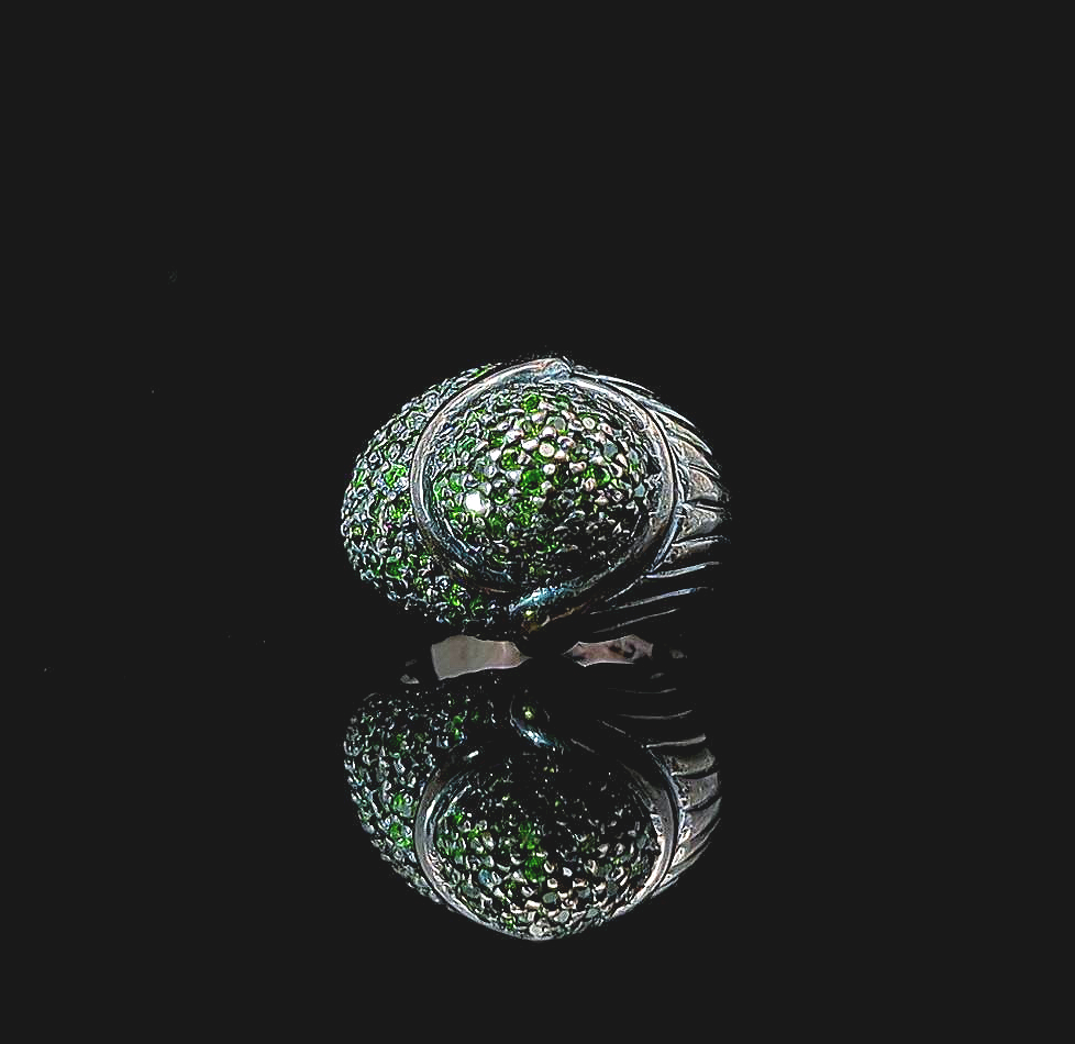 Vulcan – Black Rhodium Plated with Chrome Diopside