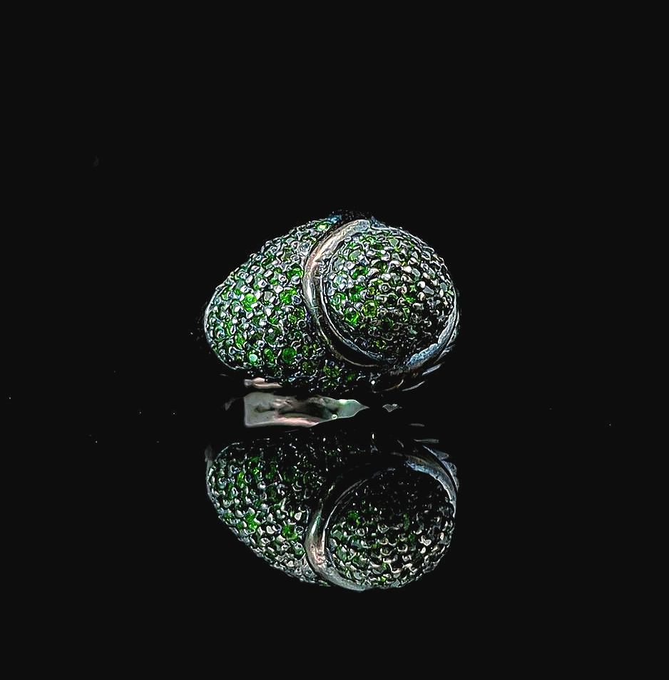 Vulcan – Black Rhodium Plated with Chrome Diopside