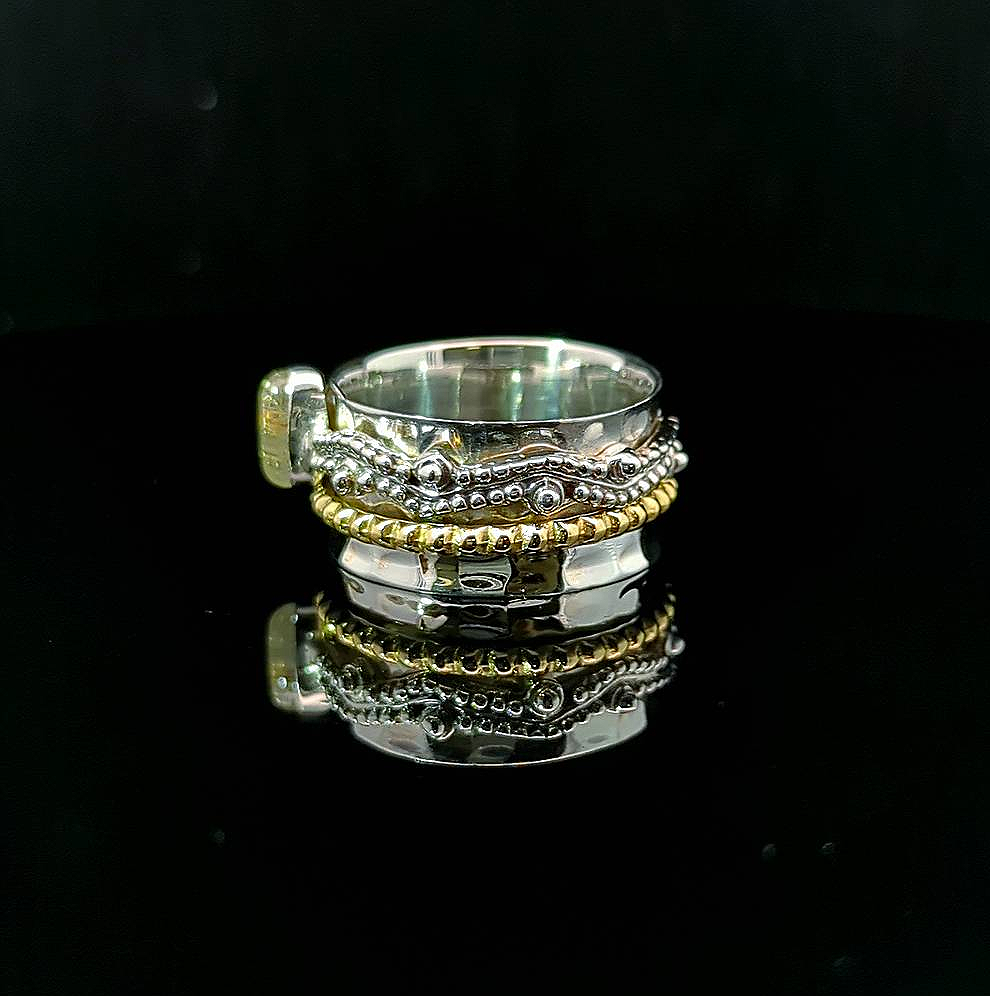 Ubon – Sterling Silver and Brass with Golden Rutilated Quartz
