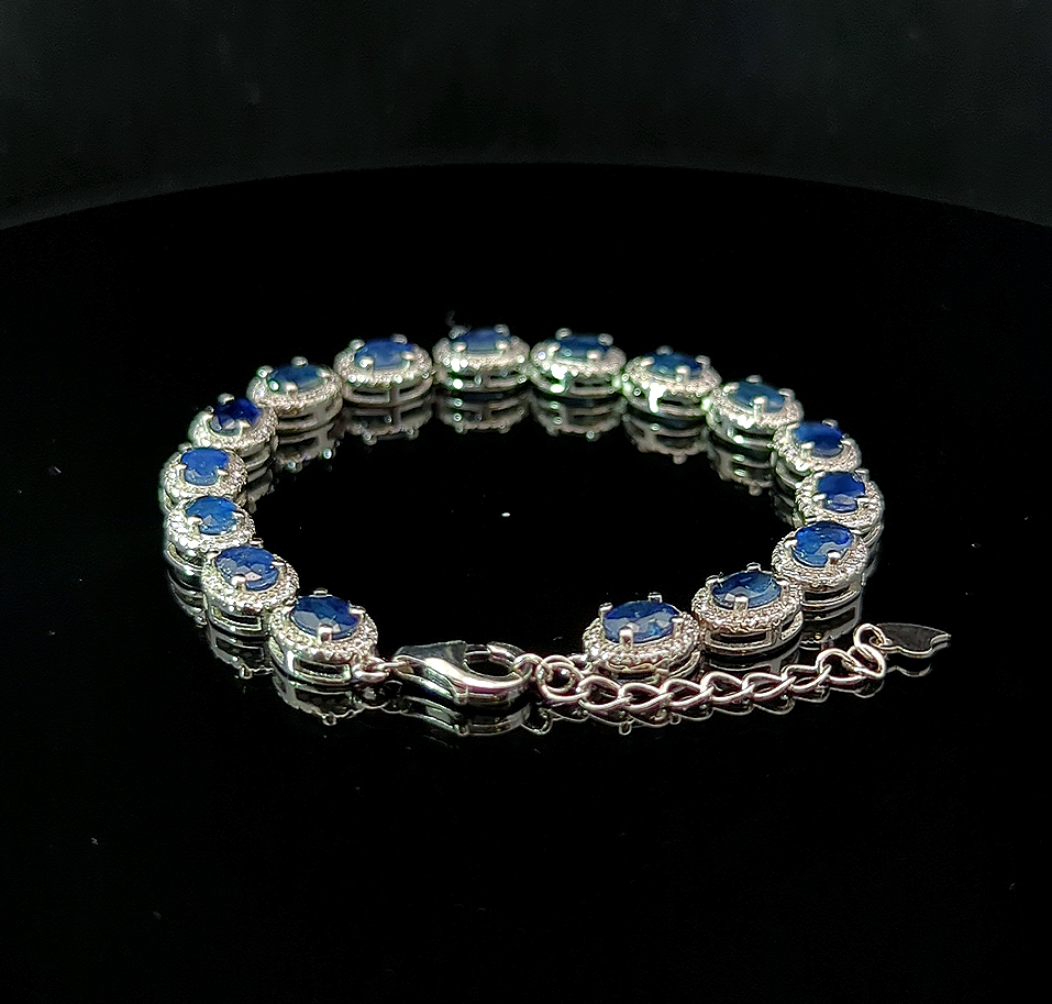Oval Tennis Bracelet – Blue Sapphire and White Topaz