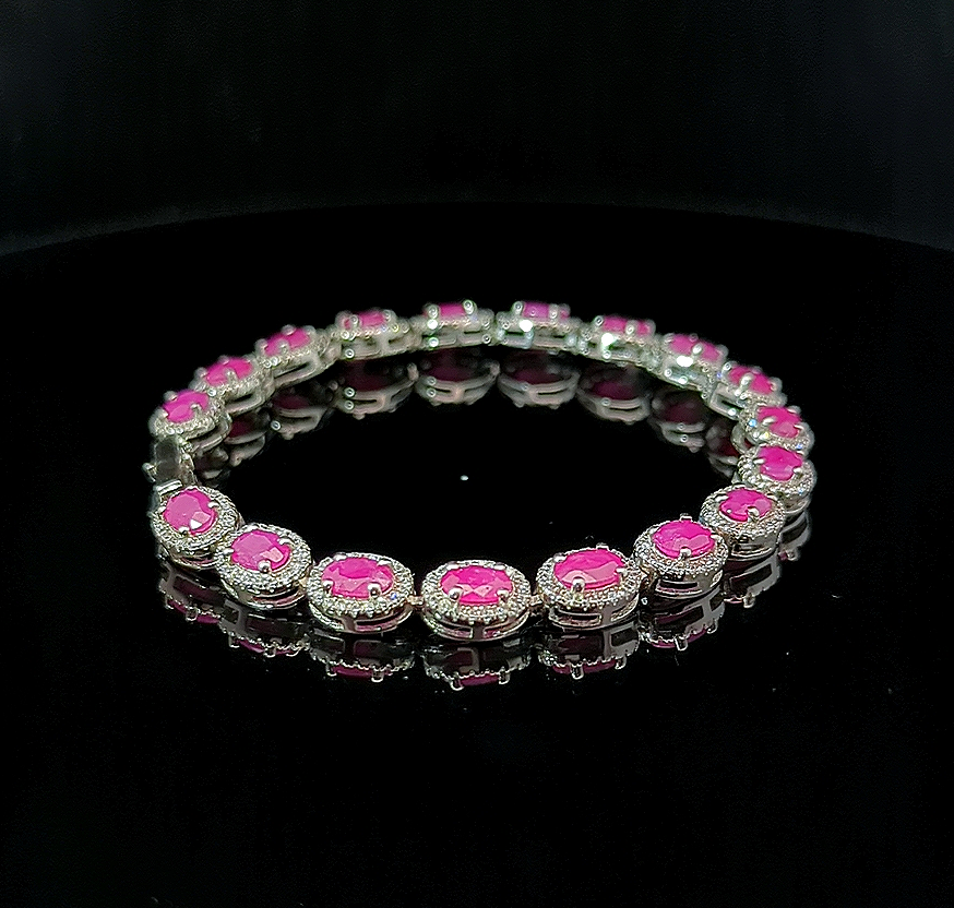 Oval Tennis Bracelet – Ruby and White Topaz