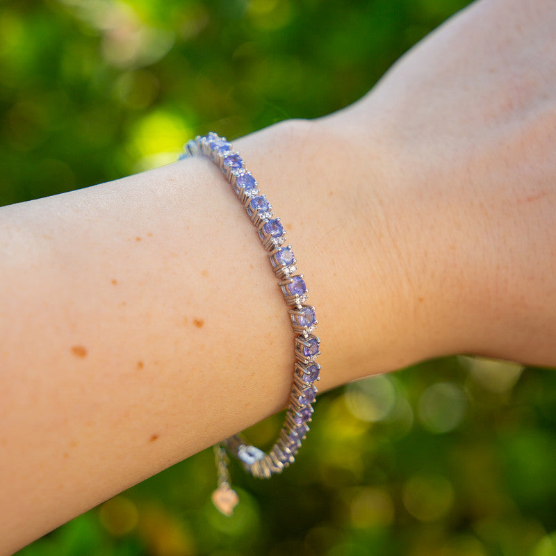 Round Tennis Bracelet – Tanzanite and Quartz