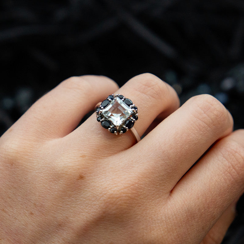 Ramona – White Topaz and Blue Sapphires