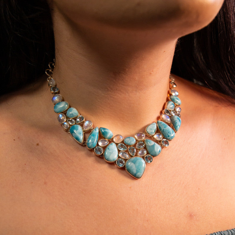 Lacrimal Necklace – Aquamarine, Moonstone, Larimar