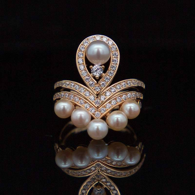 Ingrid Gold Set – Pearls & CZ's