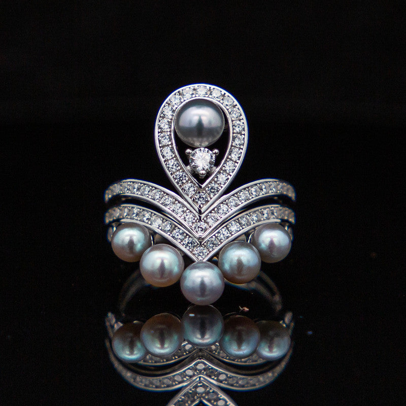 Ingrid Silver Set – Pearls & CZ's