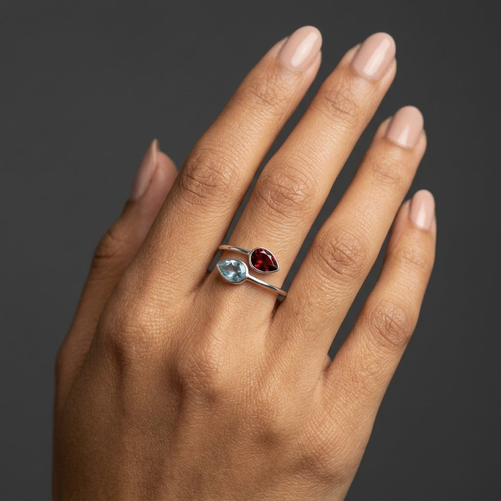 Valli – Garnet & Swiss Blue Topaz
